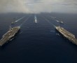 美國海軍史坦尼斯號與雷根號航艦在菲律賓海會合
